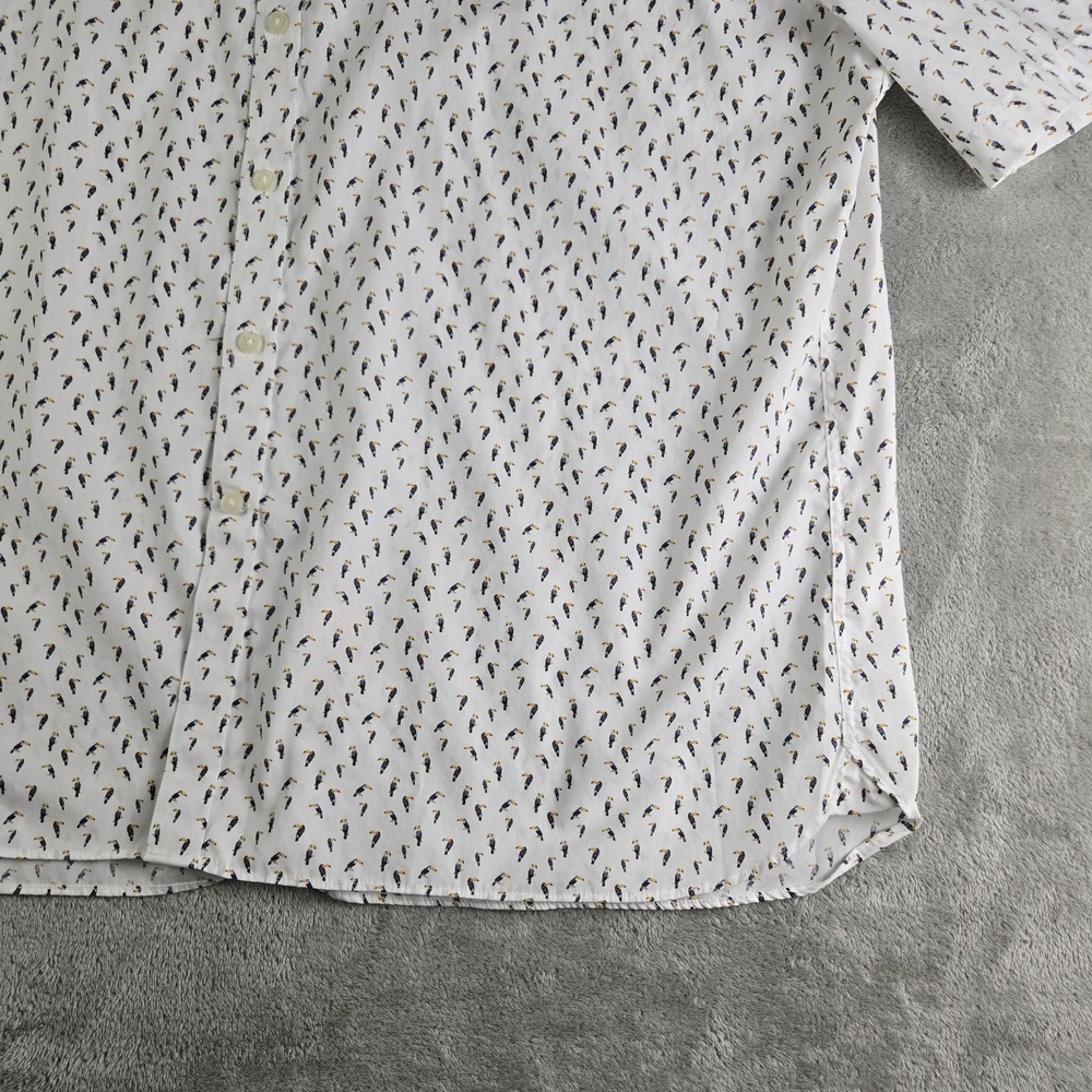 Pronto Uomo Shirt‎ Mens XXL White Toucan Print Short Sleeve Casual Vacation 3XL - Picture 8 of 12